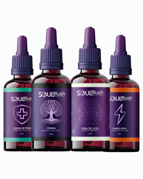 Kit 4 unidades de 30 ml - Cauda de Peru + Cordyceps + Juba de Leão + Chaga