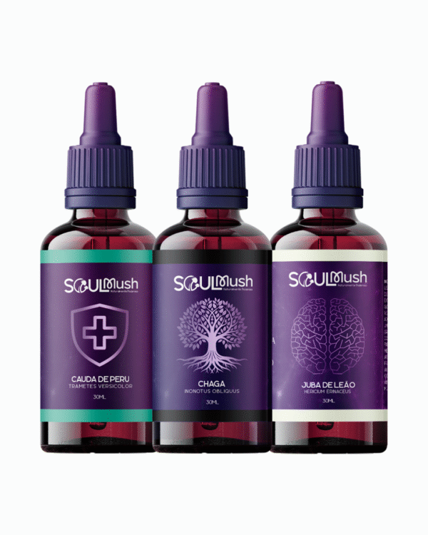 Kit 3 unidades de 30ml - Cauda de Peru + Juba de Leão + Chaga
