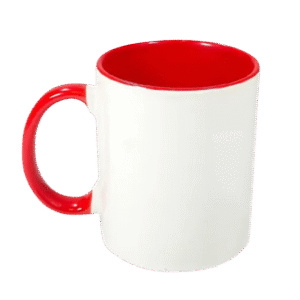 Caneca Alça e Interior Vermelho Resinada Para Sublimação em Cerâmica