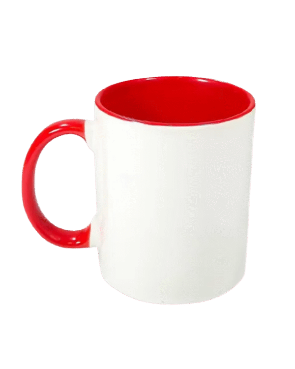 Caneca Alça e Interior Vermelho Resinada Para Sublimação em Cerâmica
