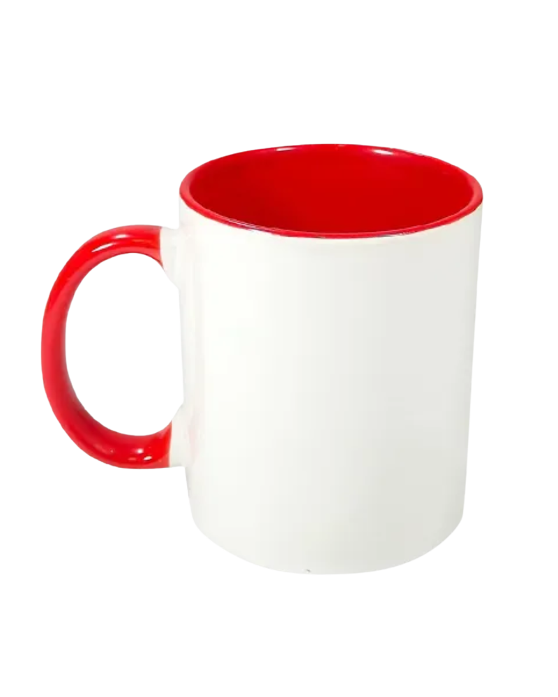 Caneca Alça e Interior Vermelho Resinada Para Sublimação em Cerâmica